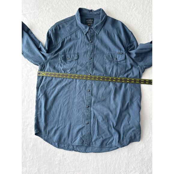 Lucky Brand Washed & Worn Shirt Men Size XXL Denim Blue Snap Long Sleeve - Picture 5 of 6